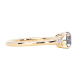 0.98ct Round Color Shifting Untreated Montana Sapphire and Princess Cut Diamond Rapids Low Profile Ring in 14k Yellow Gold