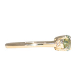 0.85ct Round Light Green Montana Sapphire and Princess Cut Diamond Rapids Low Profile Ring in 14k Yellow Gold