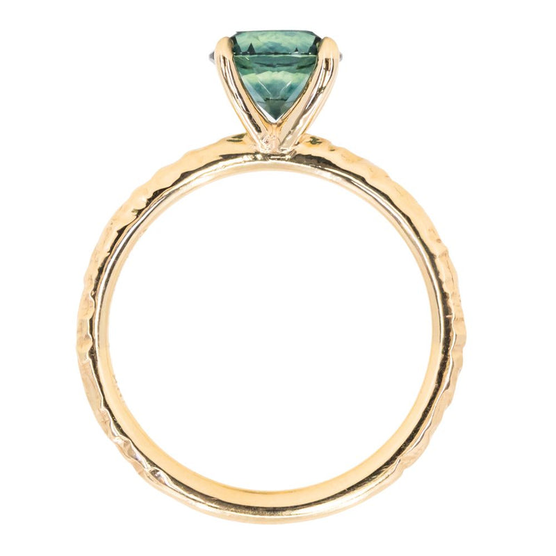 1.54ct Round Montana Sapphire Evergreen Carved Solitaire in 18k Yellow Gold