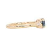 1.10ct Round Deep Teal Montana Sapphire and Princess Cut Diamond Rapids Low Profile Ring in 14k Yellow Gold