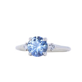 1.91ct Round Precision Cut Blue Montana Sapphire and Princess Cut Diamond Rapids Low Profile Ring in 14k White Gold