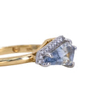 1.80ct Sky Blue sapphire and Semi Diamond Halo Two Tone Ring in 18k Yellow Gold and Platinum
