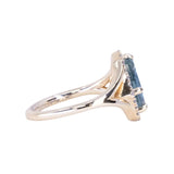 2.34ct Fantasy Cut Carved Shield Montana Sapphire Low Profile Split Shank Halo Ring in 14k Yellow Gold