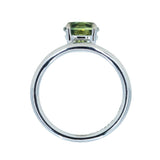 1.38ct Australian Modern Oval Parti Green Yellow Sapphire Low Profile Curved "Offset" Basket Solitaire in 14k White