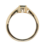 0.85ct Bicolor Round Montana Sapphire Low Profile 4 Prong Signet Solitaire in 14k Yellow Gold