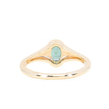 0.96ct Oval Teal Precision Cut Montana Sapphire Low Profile 4 Prong Signet Solitaire in 14k Yellow Gold