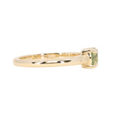 0.79ct Round Light Green Montana Sapphire Low Profile Four Prong Spring Bloom Solitaire in 14k Yellow Gold
