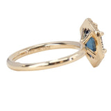 1.57ct Oval Teal Parti Sapphire and Alexandrite Hexagon Stackable Halo in 14k Yellow Gold