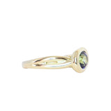 1.93ct Untreated Oval Brilliant Nigerian Parti Sapphire East-West Bezel Solitaire Alluvial Style Ring in 14k Green Gold