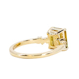 2.62ct Emerald Cut Parti Sapphire and Diamond Starry Night Low Profile Solitaire in 14k Yellow Gold