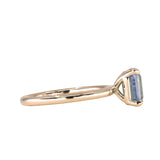 2.02ct Untreated Emerald Cut Opalescent Teal Sapphire 4 Prong Solitaire in 14k Yellow Gold