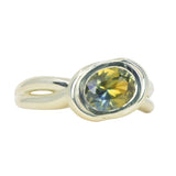 1.52ct Untreated Oval Brilliant Nigerian Parti Sapphire East-West Bezel Solitaire Alluvial Style Ring in 14k Green Gold