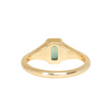 0.71ct Australian Emerald Cut Parti Sapphire Low Profile 4 Prong Signet Solitaire in 14k Yellow Gold