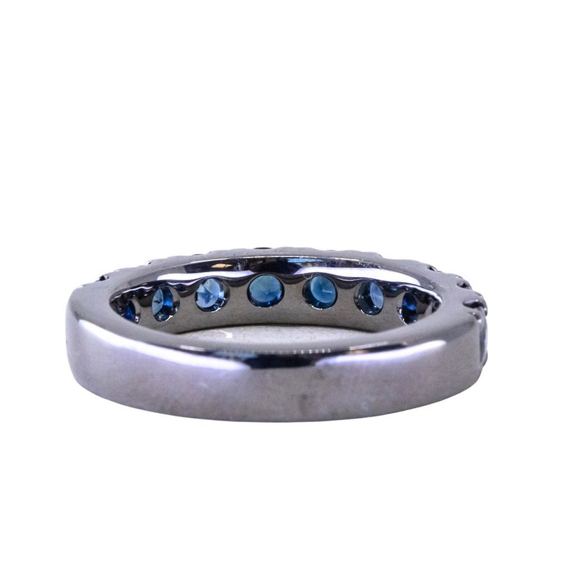 Blackened Gold Royal Blue Madagascar Sapphire Wide French Set Band