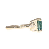 5.53ct Radant Cut Untreated Montana Sapphire and Princess Cut Diamond Rapids Low Profile Ring in 14k Yellow Gold