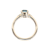 1.27ct Round Montana Sapphire and Princess Cut Diamond Rapids Low Profile Ring in 14k Yellow Gold