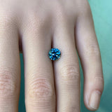 2.03CT PRECISION CUT ROUND BRILLIANT MONTANA SAPPHIRE, TEAL BLUE WITH GREEN, 7.3MM