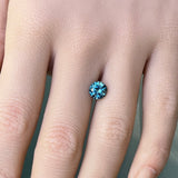 1.65CT PRECISION CUT ROUND BRILLIANT MONTANA SAPPHIRE, COLOR SHIFTING TEAL BLUE GREEN AND PURPLE, 7MM