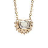 1.37ct Natural Cushion Cut Diamond Vine Frame Necklace in 14k Yellow Gold