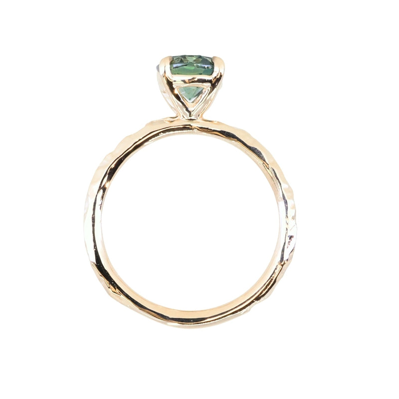 1.74ct Oval Untreated Blue Madagascar Sapphire Four Prong Evergreen Solitaire in 14k Yellow Gold