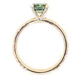 1.28ct Round Earthy Madagascar Sapphire Evergreen Carved Solitaire in 14k Yellow Gold