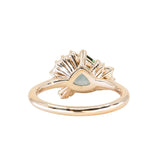 2.57ct Untreated Blue Wide Trillion Montana Sapphire and Antique Diamond Mountainscape Ring in 14k Yellow Gold