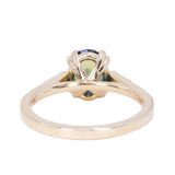 1.85ct Untreated Oval Parti Nigerian Sapphire and Diamond Vintage Cathedral Four Prong Ring in 14k Yellow Gold