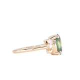 3.07ct Untreated Oval Madagascar Sapphire in Wandering Vine Low Profile 4 Prong Setting with Diamonds in 14k Yellow Gold