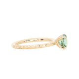 1.34ct Round Precision Cut Montana Sapphire 4 Prong Solitaire Evergreen Ring in 14k Yellow Gold