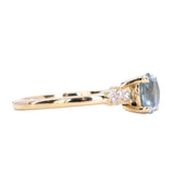 1.26ct Untreated Silky Montana Sapphire and Diamond Starry Night Low Profile Solitaire in 14k Yellow Gold