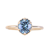 1.49ct Oval Untreated Montana Sapphire Scallop Cup Solitaire in 14k Yellow Gold