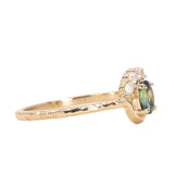 0.44ct African Parti Sapphire Low Profile Diamond fan ring in 14k Yellow Gold