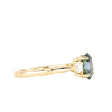 1.87ct Oval Untreated Songean Ocean Blue Sapphire and Lab Grown Diamond Dainty Three Stone Ring in 18k Yellow Gold