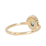 0.44ct African Parti Sapphire Low Profile Diamond fan ring in 14k Yellow Gold