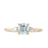 1.07ct Minty Seafoam Green Montana Sapphire and Diamond Dainty Three Stone Ring in 14k Yellow Gold