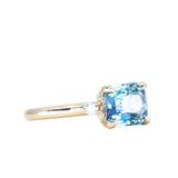 2.22ct Bicolor Blue Radiant cut Untreated Sapphire and Diamond Low Profile East-West Ring in 14k Yellow Gold