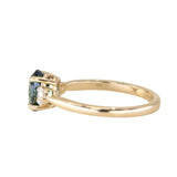 1.87ct Oval Untreated Songean Ocean Blue Sapphire and Lab Grown Diamond Dainty Three Stone Ring in 18k Yellow Gold