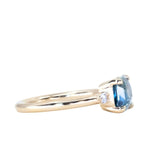 2.22ct Bicolor Blue Radiant cut Untreated Sapphire and Diamond Low Profile East-West Ring in 14k Yellow Gold