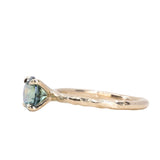 1.51ct Teal Oval Montana Sapphire Evergreen Carved 4 Prong Solitaire in 14k Yellow Gold
