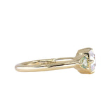 0.96ct Antique Old Mine Cut Diamond and Trillion Seafoam Montana Sapphire Antique Style Compass Set Low Profile Ring with Milgrain in 18k Yellow Gold