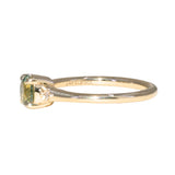 0.85ct Round Light Green Montana Sapphire and Princess Cut Diamond Rapids Low Profile Ring in 14k Yellow Gold