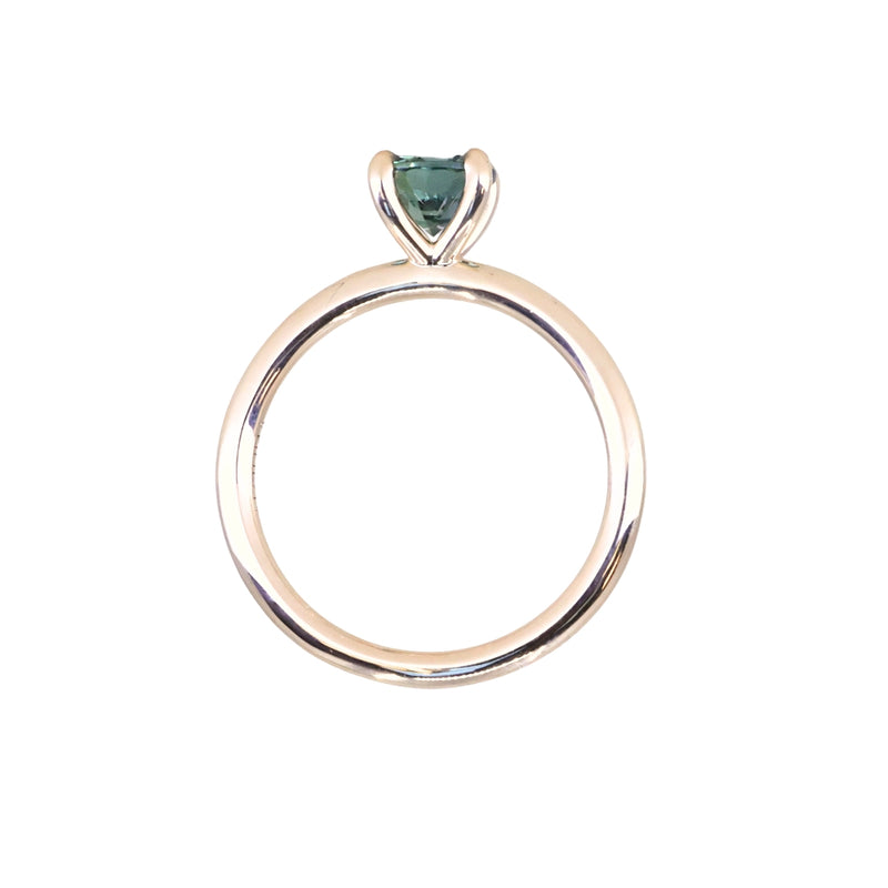 1.00ct Round Teal Madgascar Sapphire Classic Four Prong Solitaire in 14k Yellow Gold