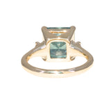 5.53ct Radant Cut Untreated Montana Sapphire and Princess Cut Diamond Rapids Low Profile Ring in 14k Yellow Gold