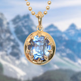 3.40ct Oval Madagascar Bicolor Sapphire 10 Prong Pendant in 14k Yellow Gold