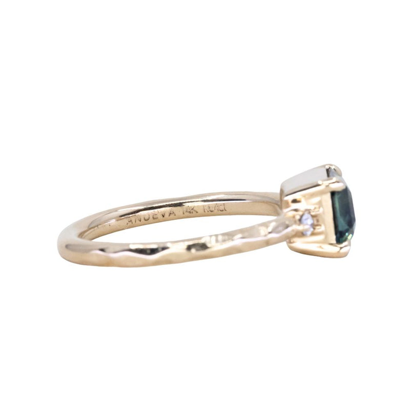 1.64ct Parti Madagascar Emerald Cut Sapphire and Diamond Low Profile Evergreen East-West Ring in 14k Yellow Gold