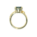 4.20ct Oval Blue Madagascar Sapphire in Wandering Vine Low Profile 4 Prong Setting with Diamonds in 18k Yellow Gold