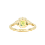 1.86ct Emerald Cut Parti Madagascar Sapphire and Trillion Sapphire Compass Set Low Profile Ring in 18k Yellow Gold