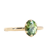 1.34ct Oval Teal Green Montana Sapphire Scallop Cup Solitaire in 14k Yellow Gold