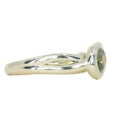 1.52ct Untreated Oval Brilliant Nigerian Parti Sapphire East-West Bezel Solitaire Alluvial Style Ring in 14k Green Gold