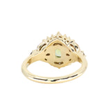 1.49ct Elongated Cushion Cut Montana Sapphire and Diamond Floral Halo in 18k Yellow Gold